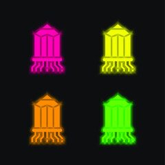 Branding four color glowing neon vector icon