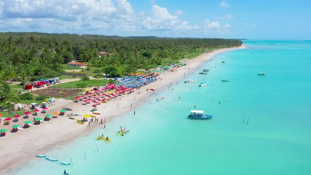 Drone Flight over Antunes beach in Alagoas, Maragogi, Brazil