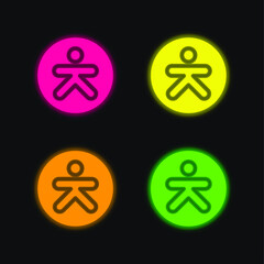 Accessibility four color glowing neon vector icon