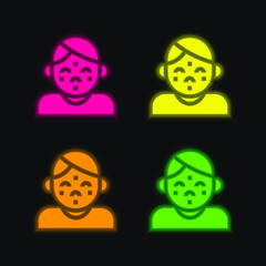 Acne four color glowing neon vector icon