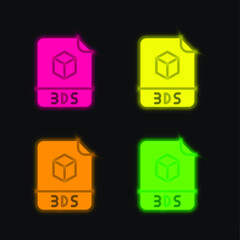 3ds four color glowing neon vector icon