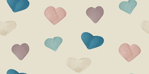 seamless pattern watercolor hearts pastel colors