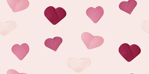 seamless pattern watercolor hearts pastel colors