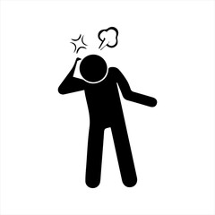 Angry man on phone icon, vector and glyph