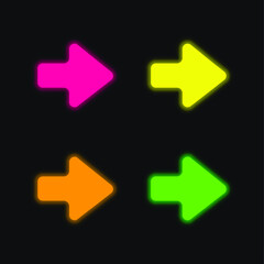 Arrow Pointing To Right four color glowing neon vector icon