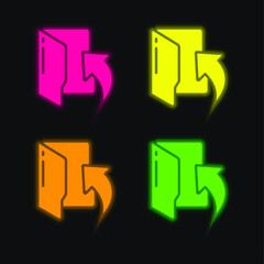 Arrow four color glowing neon vector icon