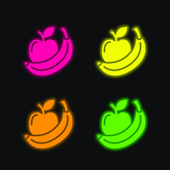 Apple four color glowing neon vector icon