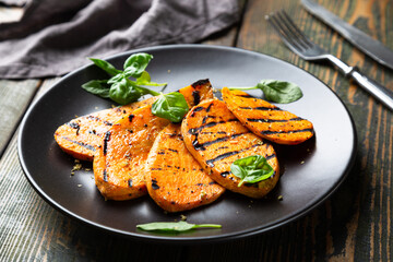 Grilled sweet potato with fresh herbs