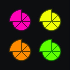 Analytics four color glowing neon vector icon