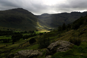 landscape with mountains and clouds