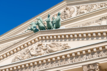  View of the Bolshoi Theater. Moscow architecture and landmark,Moscow daytime cityscape. In the historical center of Moscow