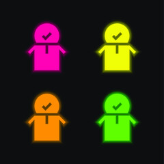 Approved four color glowing neon vector icon