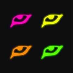 Animal Eye four color glowing neon vector icon