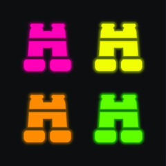 Obraz premium Binoculars four color glowing neon vector icon