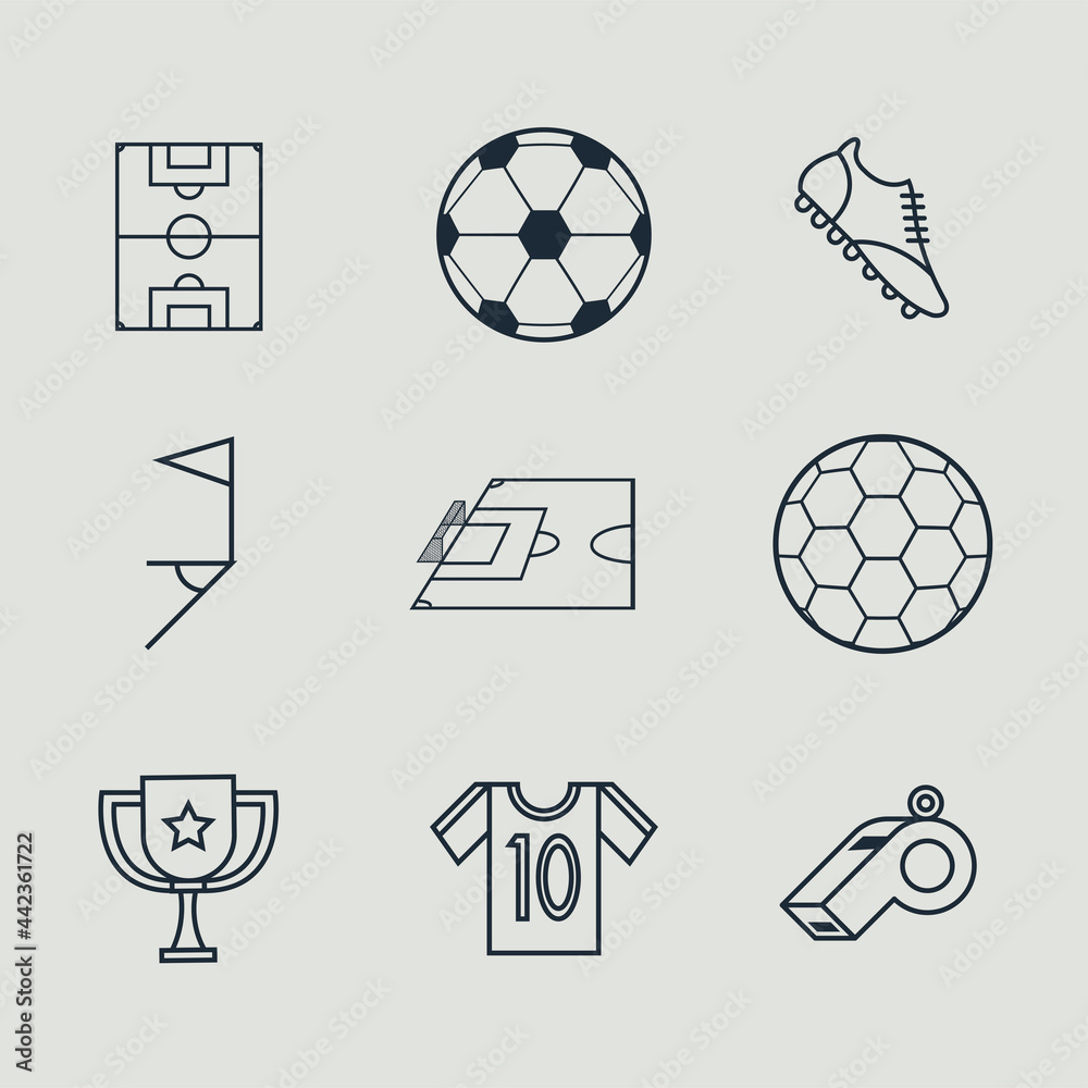 Canvas Prints nine soccer line icons