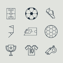 nine soccer line icons