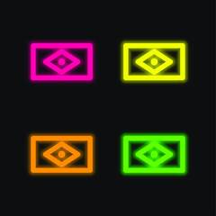 Brazil Flag four color glowing neon vector icon