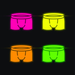 Boxers four color glowing neon vector icon