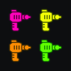 Blaster four color glowing neon vector icon
