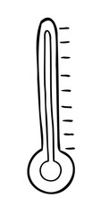 Cartoon vector illustration of thermometer and high temperature