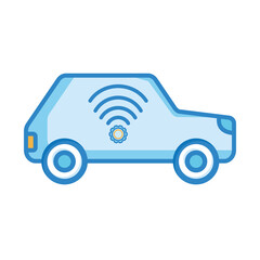 blue car with wifi signal