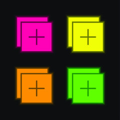 Obraz premium Add four color glowing neon vector icon