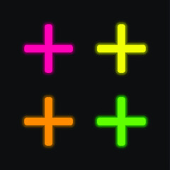 Add four color glowing neon vector icon
