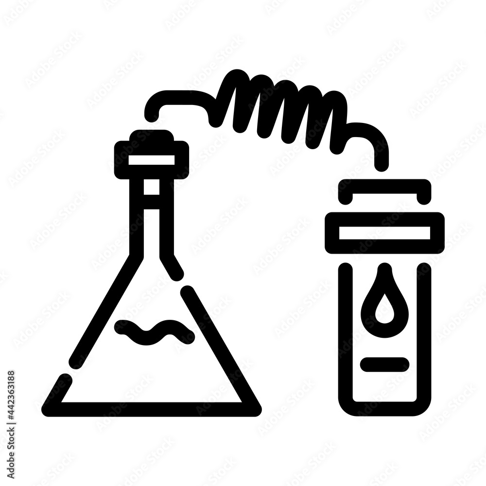 Poster icon of chemistry reaction with two flask