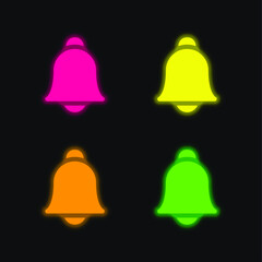 Bell four color glowing neon vector icon