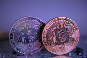 bitcoin mining.virtual cryptocurrency.Cryptocurrency mining.Bitcoin coins.cryptocurrency investing concept. Blockchain cryptocurrency.