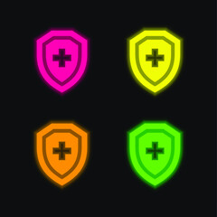 Antivirus four color glowing neon vector icon