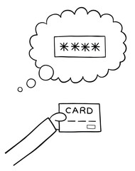 Cartoon vector illustration of forget credit card password