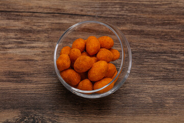 Spicy peanut heap in the bowl