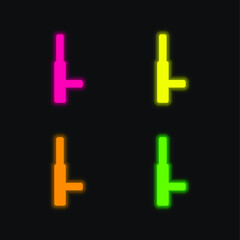 Fototapeta premium Baton four color glowing neon vector icon