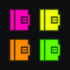 Obraz premium Agenda four color glowing neon vector icon