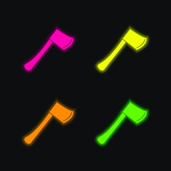 Axe four color glowing neon vector icon