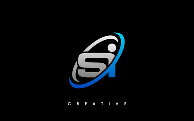 SI Letter Initial Logo Design Template Vector Illustration
