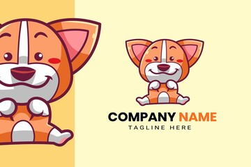 Cute Kawaii Puppy Dog Mascot Cartoon Logo Design Icon Illustration Character Hand Drawn. Suitable for every category of business, company, brand like pet store or pet shop, toys, food, and many more