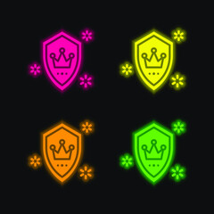 Badge four color glowing neon vector icon