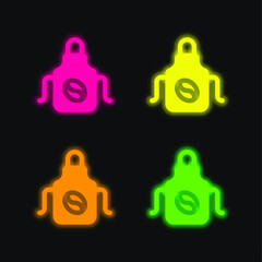Apron four color glowing neon vector icon