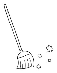 Cartoon vector illustration of broom and cleaning