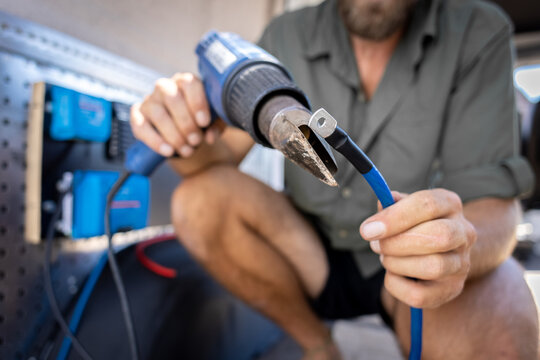 Using heat shrink tubing on a cable