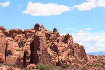 Fototapeta na wymiar Beautiful Unique Rock Formations in Arches National Park Near Moab, Utah