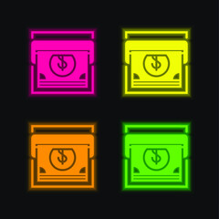 Atm four color glowing neon vector icon