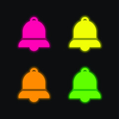 Bell four color glowing neon vector icon