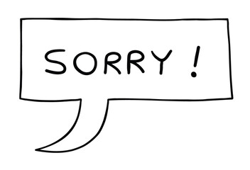 Cartoon vector illustration of sorry speech bubble - obrazy, fototapety, plakaty