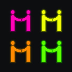 Agreement four color glowing neon vector icon