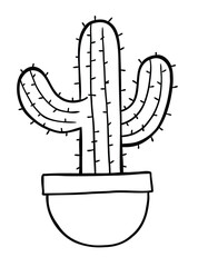 Cartoon vector illustration of cactus in pot