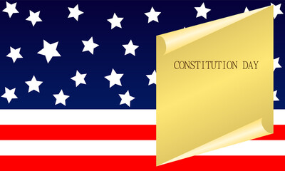 US flag scroll for CONSTITUTION DAY, vector art illustration.