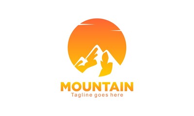 Sunset mountain logo design